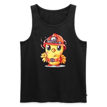 Küken als Feuerwehrmann - Männer Premium Bio Tank Top - Schwarz - Vorne - Michal (187cm)