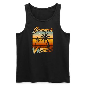 Plage de Vibes d’été - Débardeur bio Premium Homme - noir - Devant - AI Model Male 178 light (178cm)