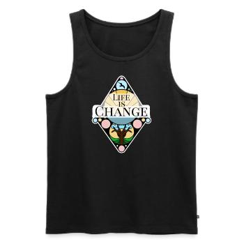 Life is Change - Men's Premium Organic Tank Top - black - Front - AI Model Male 178 light (178cm)
