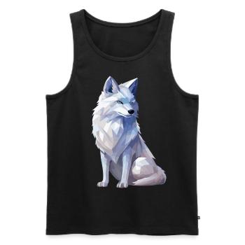 Polarfuchs im Polygon Stil - Männer Premium Bio Tank Top - Schwarz - Vorne - AI Model Male 178 light (178cm)