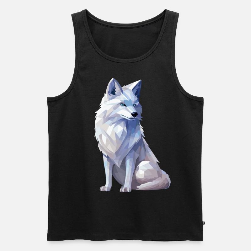 Polarfuchs im Polygon Stil - Männer Premium Bio Tank Top - Schwarz