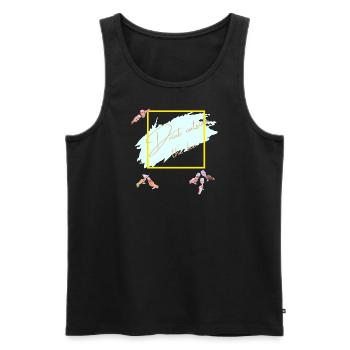 Drink outside the box - Männer Premium Bio Tank Top - Schwarz - Vorne - Michal (187cm)