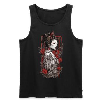Geisha Streetwear Retro Japan Design - Débardeur bio Premium Homme - noir - Devant - Michal (187cm)