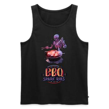 Avez-vous vu un squelette griller ses côtes levées au barbecue ? - Débardeur bio Premium Homme - noir - Devant - Michal (187cm)