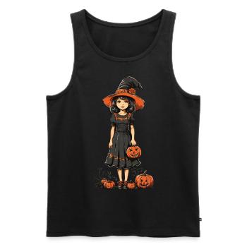 Vintage Witches Halloween Retro Trick or Treat - Men's Premium Organic Tank Top - black - Front - AI Model Male 178 light (178cm)
