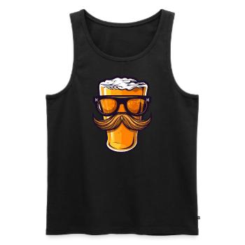Bier mit Brille und Schnurrbart, JGA, Genießerbier - Männer Premium Bio Tank Top - Schwarz - Vorne - Michal (187cm)