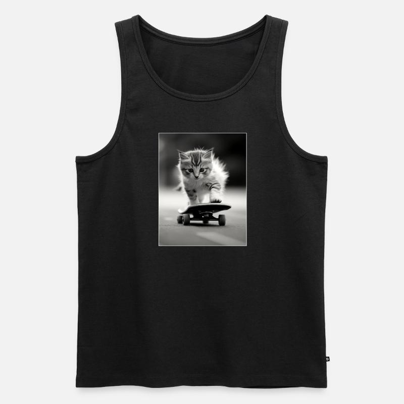 Skating Kitty - Männer Premium Bio Tank Top - Schwarz