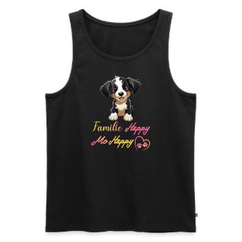 Chien Famille Heureux Moi Heureux - Débardeur bio Premium Homme - noir - Devant - AI Model Male 178 light (178cm)