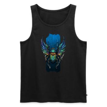 Flight of Renewal: Winged Scarab Symphony - Men's Premium Organic Tank Top - black - Front - AI Model Male 178 light (178cm)