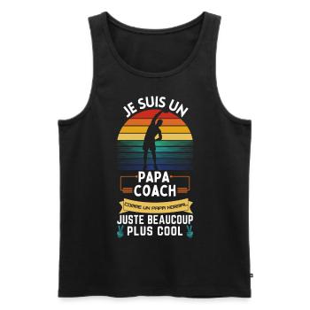 Father's Day T-shirt - Dad Coach Cool - Men's Premium Organic Tank Top - black - Front - AI Model Male 178 light (178cm)