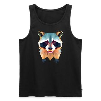 Enigmatic Blue-Green Raccoon Face - Men's Premium Organic Tank Top - black - Front - AI Model Male 178 light (178cm)