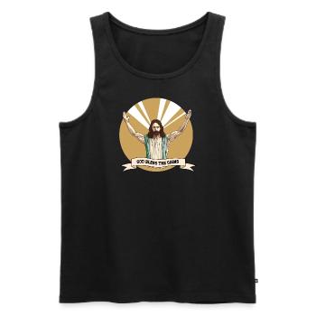God bless the gains - Männer Premium Bio Tank Top - Schwarz - Vorne - Michal (187cm)