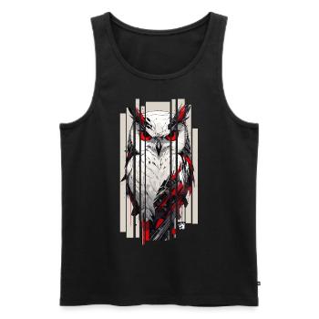 Cyborg Eule Kanji Rot Gold - Männer Premium Bio Tank Top - Schwarz - Vorne - AI Model Male 178 light (178cm)