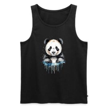 Playful Panda Watercolor - Men's Premium Organic Tank Top - black - Front - Michal (187cm)