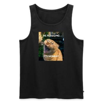 ME REALIZING IT'S MONDAY – Red Cats Memes - Men's Premium Organic Tank Top - black - Front - AI Model Male 178 light (178cm)