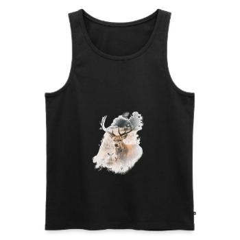 Hirsch - Männer Premium Bio Tank Top - Schwarz - Vorne - AI Model Male 178 light (178cm)