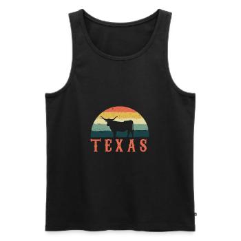 Texas Longhorn Rinder Design für stolze Texaner - Männer Premium Bio Tank Top - Schwarz - Vorne - AI Model Male 178 light (178cm)