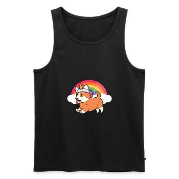 Licorne Corgi - Débardeur bio Premium Homme - noir - Devant - Michal (187cm)
