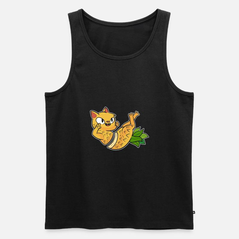 Ananas Katze - Männer Premium Bio Tank Top - Schwarz
