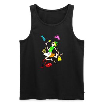 Cleaning easily and quickly - Men's Premium Organic Tank Top - black - Front - AI Model Male 178 light (178cm)