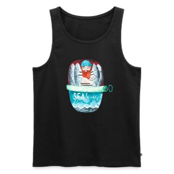 Seemann in der Sardinenbüchse / Sea la vie - Männer Premium Bio Tank Top - Schwarz - Vorne - AI Model Male 178 light (178cm)