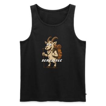 Bergziege mit Rucksack – lustiges wandershirt - Männer Premium Bio Tank Top - Schwarz - Vorne - AI Model Male 178 light (178cm)
