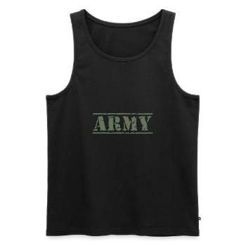 armée - Débardeur bio Premium Homme - noir - Devant - AI Model Male 178 light (178cm)