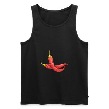 Retro Vintage Grunge Style Chilis - Männer Premium Bio Tank Top - Schwarz - Vorne - AI Model Male 178 light (178cm)
