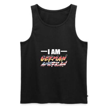 American German - Men's Premium Organic Tank Top - black - Front - AI Model Male 178 light (178cm)