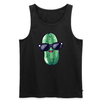 Cornichon kawaii frais avec lunettes de soleil – Drôle - Débardeur bio Premium Homme - noir - Devant - AI Model Male 178 light (178cm)