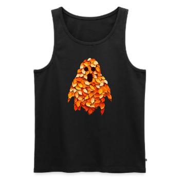 Fantôme d’Halloween d’automne: fantôme de feuille coloré - Débardeur bio Premium Homme - noir - Devant - Michal (187cm)