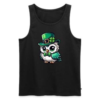 Conception mignonne bande dessinée Harfang des neiges de la Saint-Patrick - Débardeur bio Premium Homme - noir - Devant - Michal (187cm)