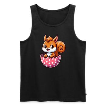 Cute Squirrel with Easter Egg Comic Design - Men's Premium Organic Tank Top - black - Front - Michal (187cm)