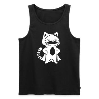 Superhero Cat Silhouette Cloak Minimalist - Men's Premium Organic Tank Top - black - Front - AI Model Male 178 light (178cm)