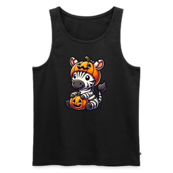 Mignon Halloween zèbre citrouille dessin animé octobre - Débardeur bio Premium Homme - noir - Devant - Michal (187cm)