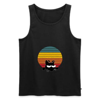 VINTAGE CAT RETRO KATZE - Männer Premium Bio Tank Top - Schwarz - Vorne - AI Model Male 178 light (178cm)