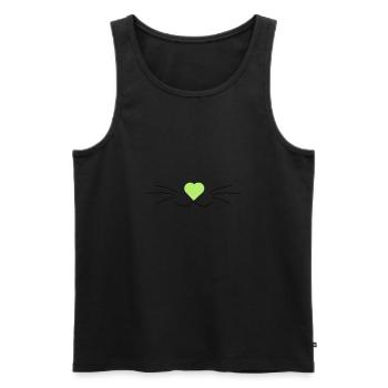 Katzenschnurrhaare, grün und schwarz, mit Herz - Männer Premium Bio Tank Top - Schwarz - Vorne - AI Model Male 178 light (178cm)