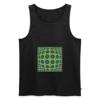 FRACTAL FLOWER ABSTRACT RAINBOW - COLORED OP ART - Männer Premium Bio Tank Top - Schwarz - Vorne - AI Model Male 178 light (178cm)
