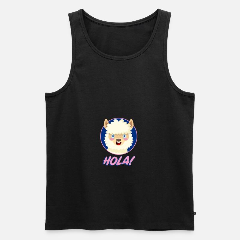 Alpaca Hola! Animal Geschenkidee - Männer Premium Bio Tank Top - Schwarz