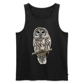 Hiboux hiboux oiseaux motif animal - Débardeur bio Premium Homme - noir - Devant - Michal (187cm)