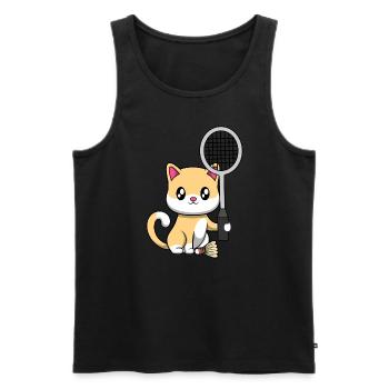 Joueur de badminton Cute Cat Hobby Sports - Débardeur bio Premium Homme - noir - Devant - Michal (187cm)