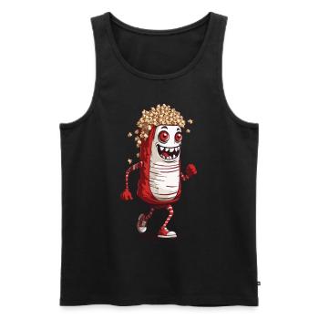 Soirée cinéma drôle de monstre pop-corn d’Halloween - Débardeur bio Premium Homme - noir - Devant - Michal (187cm)