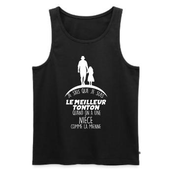 Cadeau Pour Mon Tonton Et Niece Citation Drôle - Débardeur bio Premium Homme - noir - Devant - Michal (187cm)