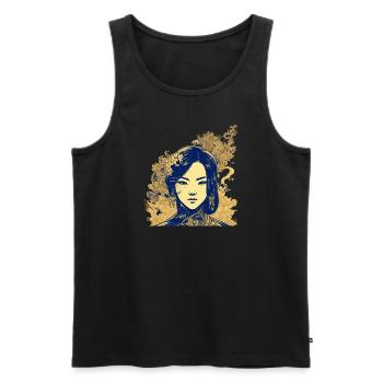 Vietnamese heroine in manga style - Men's Premium Organic Tank Top - black - Front - AI Model Male 178 light (178cm)