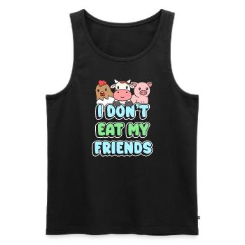 Friends Chicken Cow Pig Design for Vegans - Men's Premium Organic Tank Top - black - Front - AI Model Male 178 light (178cm)