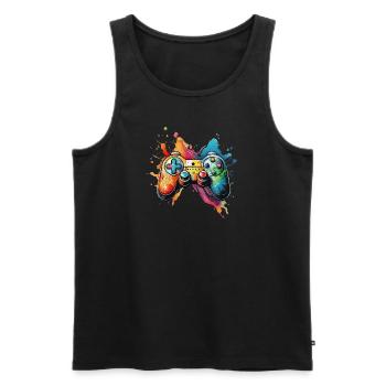 Gamepad, Gamer, Console - Men's Premium Organic Tank Top - black - Front - AI Model Male 178 light (178cm)