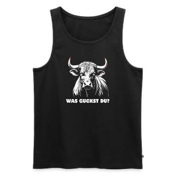 Stier - Was guckst du? stolz, selbstbewusst - Männer Premium Bio Tank Top - Schwarz - Vorne - Michal (187cm)