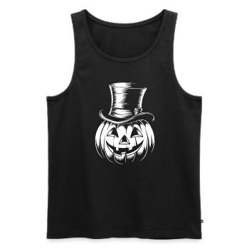 Halloweenkürbis mit Zylinder Strichzeichnung - Männer Premium Bio Tank Top - Schwarz - Vorne - Michal (187cm)