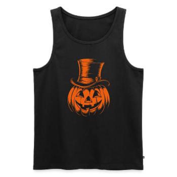 Halloweenkürbis mit Zylinder Strichzeichnung - Männer Premium Bio Tank Top - Schwarz - Vorne - Michal (187cm)