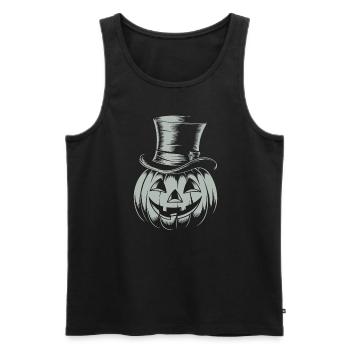 Citrouille d’Halloween avec dessin au trait de chapeau haut de forme - Débardeur bio Premium Homme - noir - Devant - Michal (187cm)